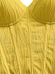 Camiseta de mujer  con textura de punto de onda, parte superior de mujer, playa, , sexy, cita, vacaciones en la playa, cita de vacaciones, té de la tarde, temporada de bodas, crucero de playa y , vacaciones en la ciudad, vacaciones bohemias, festiva - Amarillo - Ver 8