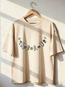 Short-Sleeve T-Shirt With Floral And Tropical Print, A  Short-Sleeve T-Shirt For Spring And Summer 2026, Made In Mexico, 180 Grams. Cartoon Print, Couple Design, Suitable For Indoor Or Outdoor Wear. Crew Neck, Unisex, Ideal For The Office And Leisure. One-Pack. - APR-P631577SLNDXZGY443 - 查看 1