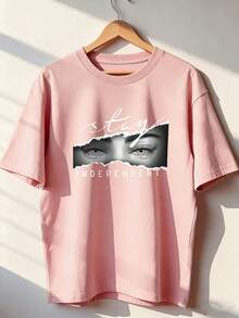 Short-Sleeve T-Shirt With Inspirational Text And Grunge Print,  Short-Sleeve T-Shirt For Spring And Summer 2026, Made In Mexico, 180 Grams. Cartoon Print, Couple Design, Suitable For Indoor Or Outdoor Wear. Crew Neck, Unisex, Ideal For Office And Leisure. One-Pack. - PK-P631577SLNDXZGY415 - 查看 3