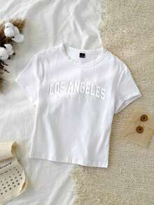 95% algodón. Camiseta corta de manga corta, cuello redondo, ajustada y recortada de unicolor minimalista casual para mujer, vintage, softgirl, elegante. Se puede usar en todas las estaciones, old money, salidas de verano, en casa, vuelta al cole, otoño. - Multicolor 3 - Ver 7