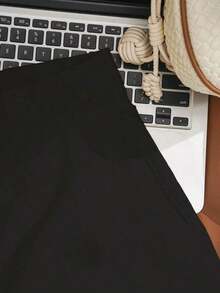 casuales blancos de talle alto y holgados para mujer, shorts anchos estilizadores - Negro - Ver 6