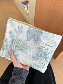 AGG 褶皺牡丹藍女用大號清新化妝包，內袋，便攜旅行盥洗包，手提包，多功能護膚品收納包，衛生棉收納包，送給媽媽/女友的禮物，學生筆袋，大容量，高端 - 彩色 - 查看 9