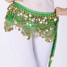 1pc Glitter Tassel Wavy Belly Dance Costume, Fashionable Shiny Sequin Skirt, Suitable For Carnival Performance, Party, Nightclub, Beach, Bohemian Retro Style - Multicolor - View 10