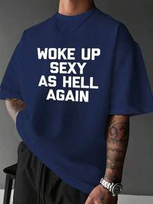 PAYEAH T-Shirt I Woke Up Sexy Like Hell Again (One Piece) 100% Cotton 220g Heavyweight Cotton T-Shirt - 酒紅色 - 查看 2