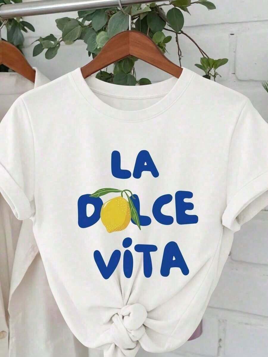 Summer Bestsellers: Women's T-Shirts With Cherry Print And Slogan, Round Neck, Urban Vintage Style, Unisex, Cotton, Short Sleeve, Round Neck, Blouses For Women. Casual Blouses For Ladies. - 白色 6 - 查看 1