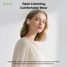 HTC NE35 Bluetooth 6.0 AI Translation Earphone, OWS Sports Wireless Earbuds dengan Mikrofon, Desain Pengait Telinga Ultra Ringan yang Nyaman, Rose Gold - View 9