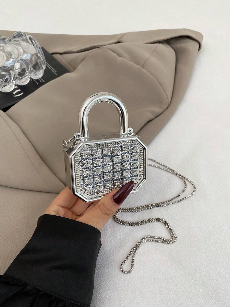 New Acrylic Mini Handbag, Fashion Clutch Purse, Personalized Lipstick Case, Celebrity Evening Bag, Crossbody Chain Bag - Silver - View 1