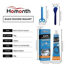 Homonth 三件套（50克密封胶 + 1个刮刀 + 1个尾部切割器）汽车发动机密封胶套装 防水便携式缝隙填充剂 耐磨汽车修补粘合剂 - A - 查看 7