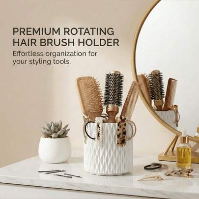 360-Degree Rotating Makeup Organizer Box (5 Compartments), Rotating Pen Holder, Convenient Access From All Angles, Suitable For Office, Vanity, Bathroom, Bedroom, And Washroom