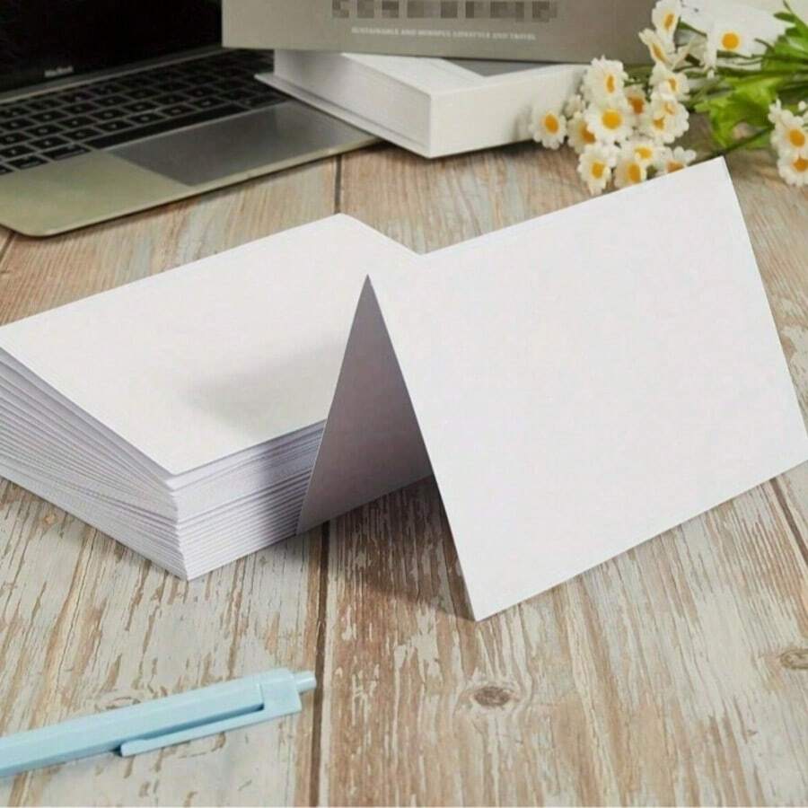 50/30 Thẻ gấp trắng (4x6 inch), Thẻ chúc mừng trắng, Thích hợp để làm thiệp thủ công, thiệp cảm ơn, thiệp mời và nhiều dịp khác. - Trắng - Xem 1