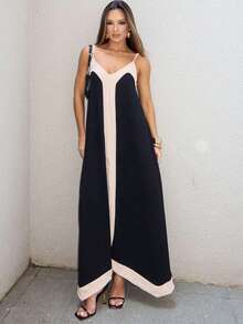 Elegant Women's Summer Midi Dress - 黑色 - 查看 4