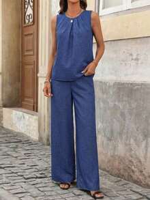 Conjunto de dos piezas para mujer para uso diario - Azul 2 - Ver 6