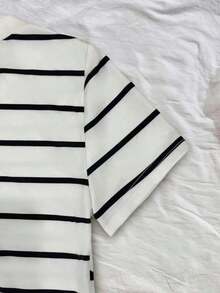 Vestido mini casual de mujer a rayas, de verano - Albaricoque - Ver 4