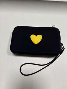 Heart-Shaped Solid Color Silicone Makeup Bag, Large-Capacity Storage Pouch, With Strap Handheld Bag, Simple Mom Bag, Coin Purse, Lipstick Case, Square Bag, Makeup Brush Storage Bag, Soft Silicone Material, Multi-Functional Use, Christmas Gift, Creative Gift For Women - Multicolor - View 21