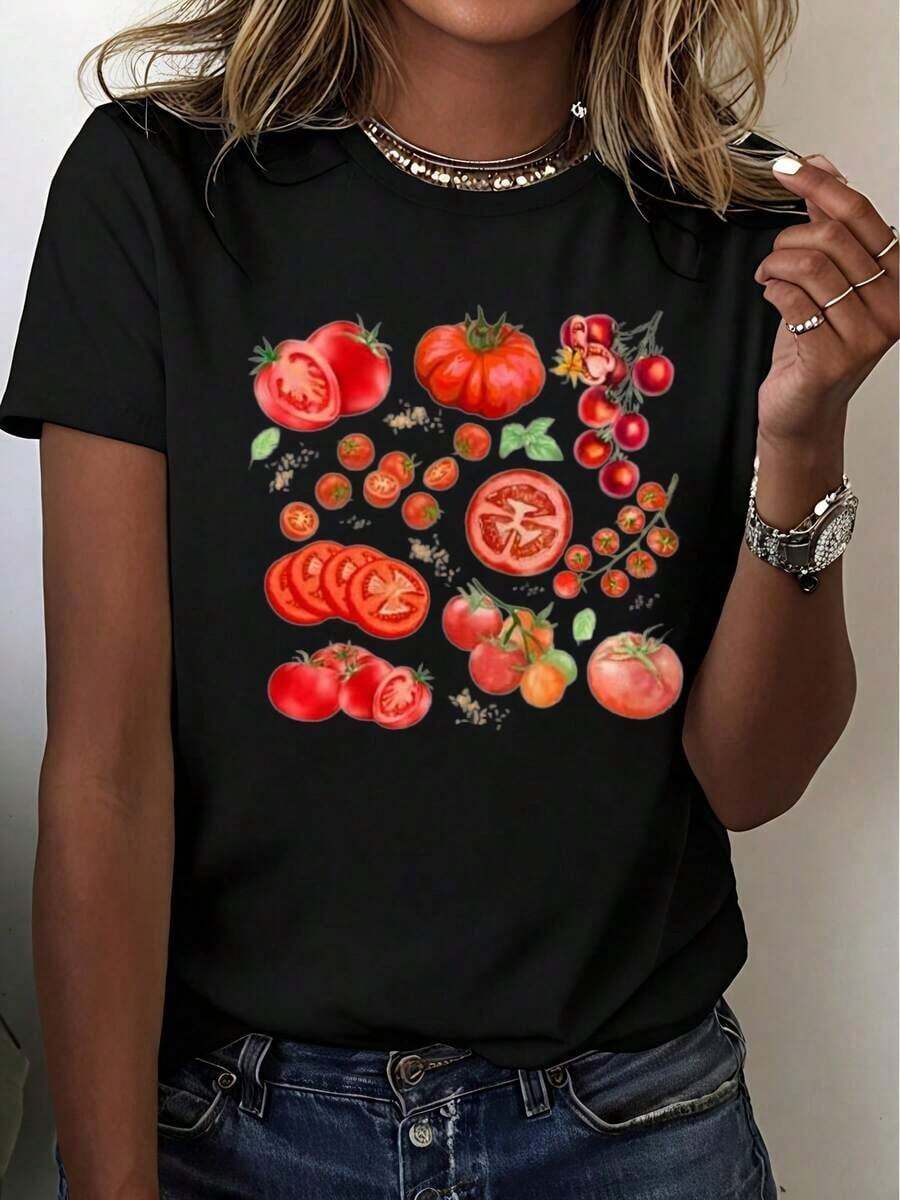 100% ABCD Preschool Teacher T-Shirt | Casual Print, Short Sleeve, Black, Printed T-Shirts, Women's Tops, Round Neck, Slightly Stretchy Fabric, Summer Season - 黑色 - 查看 1