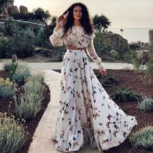 Summer New Butterfly Print Two-Piece Dress With Large Hem Beach Long Dress - White - View 2