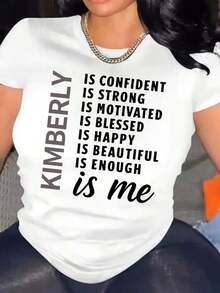 Camisetas de verano - Camiseta motivacional para mujer - Camiseta con la frase "Confianza de Kimberley" - Impresión de alta calidad sin papel - Blanca con letras negras llamativas - Ropa casual y deportiva para el día a día - Impresión en EE. UU., Camisetas para mujer, Ropa cómoda, Camiseta con patrón geométrico, Camiseta con estampado duradero - Ropa de verano - Blanco - Ver 7