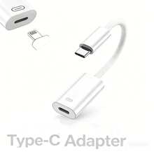 Type C 公轉 Lightning 母充電線，充電線數據線轉接頭，編織快充轉接數據傳輸接頭，適用於手機 17/16/15 Pro Max/15 Pro/15 Plus/15/ S26/S25/S24/S23/S22/S21/S20 Ultra Plus/ 系列 - 白色 - 查看 1