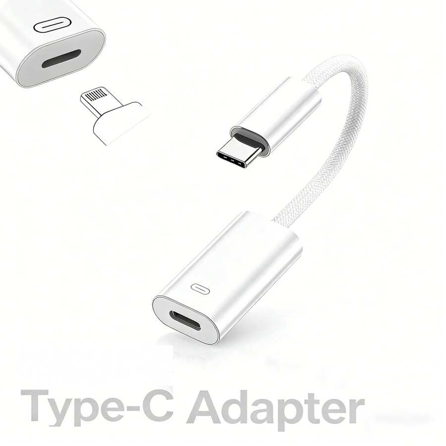 Type C 公轉 Lightning 母充電線,充電線數據線轉接頭,編織快充轉接數據傳輸接頭,適用於手機 17/16/15 Pro Max/15 Pro/15 Plus/15/ S26/S25/S24/S23/S22/S21/S20 Ultra Plus/ 系列 - 白色 - 查看 1