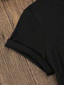 Camiseta con gráfico de camiseta de atrapasueños con patrón de mariposa para mujeres - Negro - Ver 5