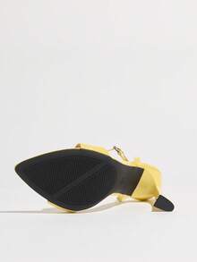 Jin Bei Qi Sandalias de tacón alto con punta puntiaguda y tira de tobillo, elegantes y sexys, aptas para fiestas, actividades al aire libre, primavera/verano - Amarillo - Ver 9