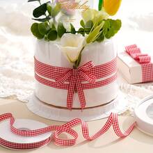 10.0m Red & White Plaid Ribbon - High Quality Decorative Ribbon For Gift Wrapping, Bow Making, Crafts, DIY Projects, Party Decorations, Suitable For Handicrafts, Craft Supplies, Rustic Style, Vibrant Colors - View 5