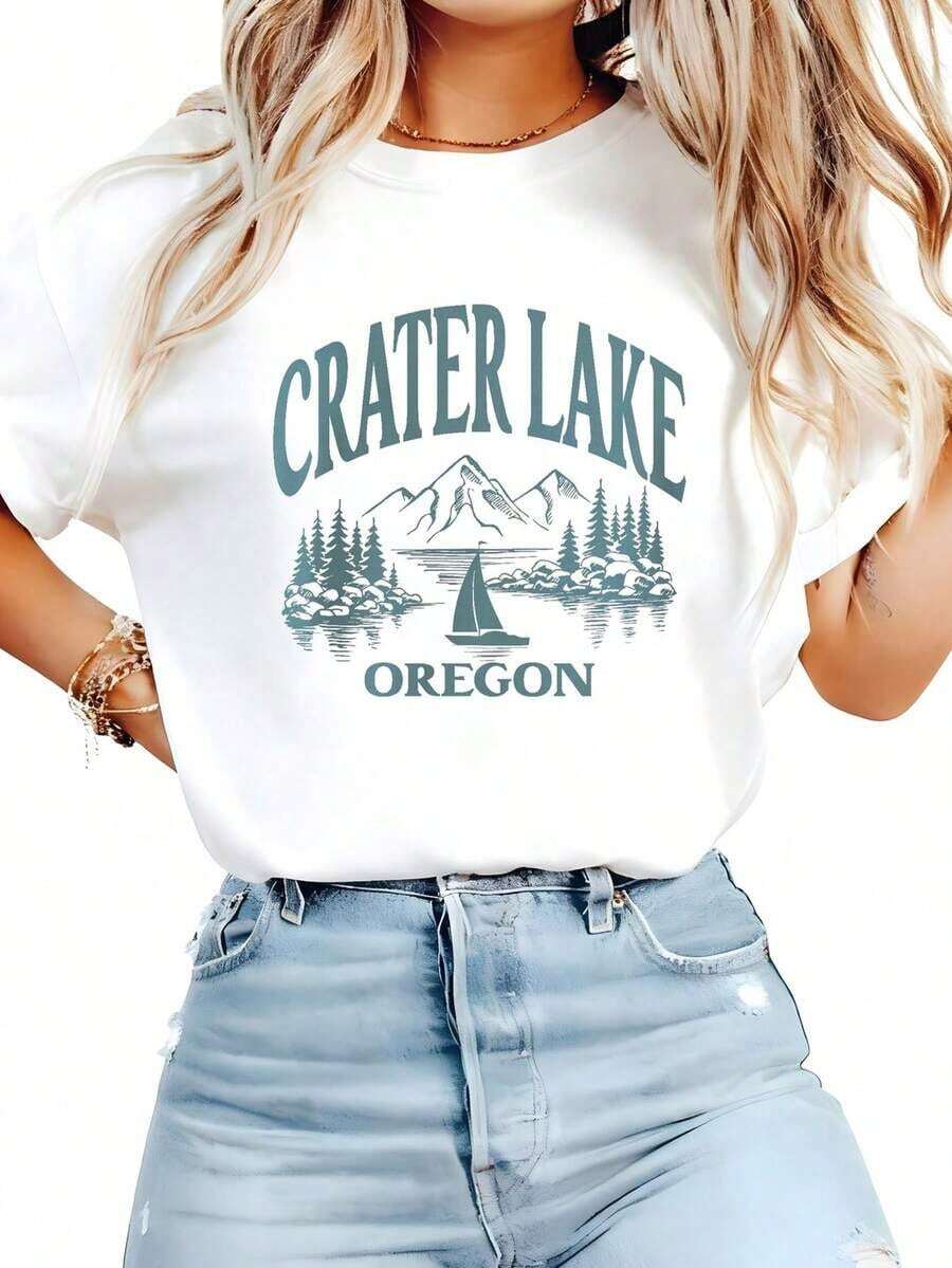 LooseVintage Crater Lake S1Hirt Teal Crater Lake O1REGON T1S1Hirt O1REGON Lake Sailing S1Hirt B1Oating Regalo Naturaleza Aire Libre S1Hirt7623220g Color Té con Leche Algodón Puro T1S1Hirt, 220g para hombre. ConfeccionA1DA en un suave y resistente aL1Godn, estA1 Prenda está diseñA1DA1 Para el día a día, ofreciendo una comodidad excepcional en cualquier situacin. Su tejido transpirable y tacto suave la convierten en el acompañante iD1eal para looks informales, salidas con amigos o moM1entos de relax en C1Asa. Un básico duradero y versátil, pensado para hombres que busC1An estilo y funcionalidad sin esfuerzo.Cotton Women's T-shirt, Breathable and Sweat-absorbent Summer Short Sleeve - Blanco - Ver 1