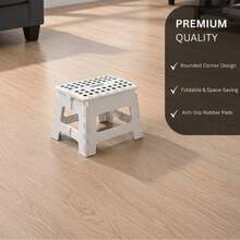 Ghế bậc thang gấp gọn chắc chắn cao 2,7 cm, chịu tải 150 kg, mặt trên chống trượt có tay cầm, ghế bậc thang gấp gọn tiện dụng cho người lớn trong phòng tắm, nhà bếp, sân vườn. - màu đen - Xem 8