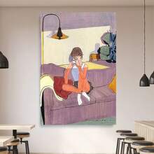 Enmarcado [JIT] Póster y materiales impresos, 1 unidad, pintura sobre lienzo con marco, figuras minimalistas modernas, para el hogar, oficina, bar, cafetería, aula, dormitorio,  de decoración de pared para diversos lugares, regalo de vacaciones, huevo de Pascua, Día de los Inocentes, Día de la Madre. - Enmarcado - Ver 4