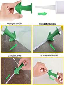 3pcs Silicone Sealant Caulking Gun Nozzle Tips - Durable Silicone Applicator Tools For Sealant And Epoxy Filler, Easy To Clean, Suitable For Floor And Tile Cracks, No Power Required - Multicolor - View 4