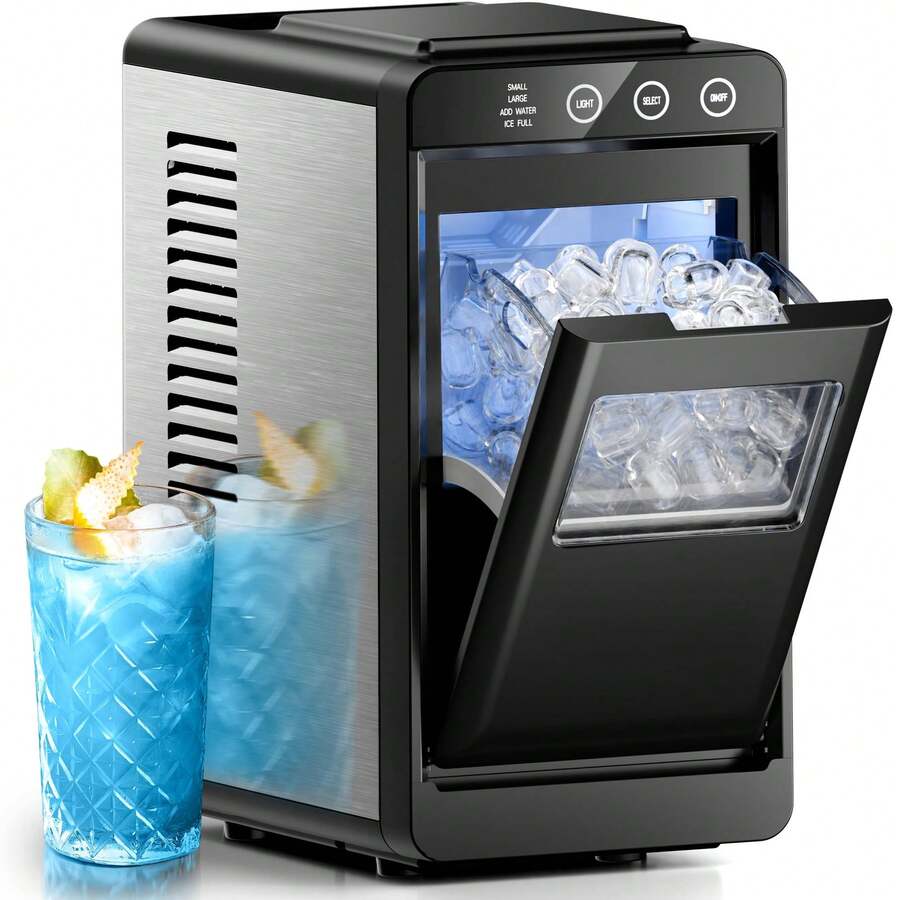 Havato Ice Makers Countertop,26Lbs/24H,8Pcs In 6Mins,Portable Ice Maker Machine With 0.8 L Water Tank,Self-Cleaning,Interior Lighting,2 Sizes Of Bullet Ice For Home/Office/Party/Kitchen/RV/Camping(Black) - Xem 1