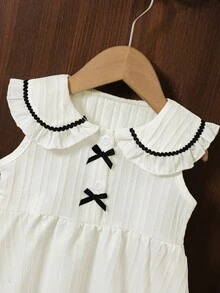 女童优雅甜美无袖上衣和杏色长裤套装，女童时尚可爱裤装套装，适合外出、拍照和日常穿着，女童温柔可爱裤装套装，女童服装 - 杏色 - 查看 2
