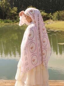 Len cashmere viền hồng