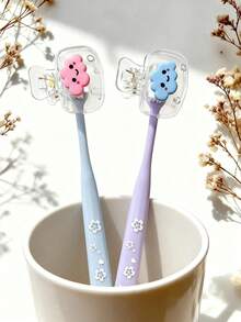 Cute Toothbrush Head Protector, Heart-Shaped Balloon/Cloud Pattern Toothbrush Holder, Travel Toothbrush Dust-Proof Storage Tool, Travel Toothbrush Storage Box, Dust-Proof Toothbrush Protector, Portable, Best Gift For Couples, Friends, Family, Teachers, Travel Enthusiasts, Essential For Home, Dorm, Back To School - Multicolor - View 6