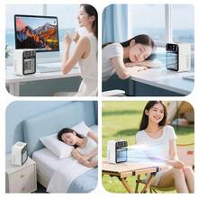 1台可攜式冷風機，2段風速，2種冷卻模式，USB充電 2-8 小時電池續航力 (3000mAh 電池容量)，500ml 水箱，風扇，適用於居家、辦公室、戶外、桌面冷風機 - 檯面風扇 - 查看 7