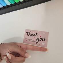 50pcs Gold Foil Thank You Cards, Business Decorative Sticker Labels, Gift Packaging Thank You Cards, Gift Packaging Thank You Message Cards - Pink - View 8