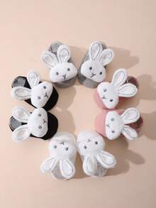 4 Paar süße Baby Mädchen 3D Hasen Dekor Knöchelsocken, rutschfeste Griff Socken geeignet für den täglichen Gebrauch - Verschiedenfarbig - Übersicht 12