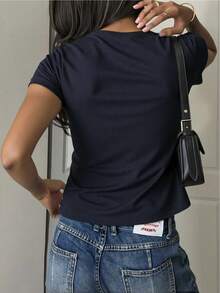 Women's T-Shirts With New York And Paris Print, Classic Short Sleeve Cut, Soft And Lightweight Fabric, Casual Urban Style, Comfortable And Versatile For Daily Looks And Modern Outfits. - 藍色 - 查看 8
