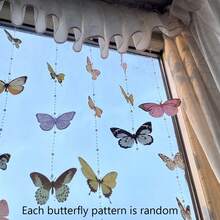 6pcs/Set Handmade Butterfly Hanging Doorway Curtain With Pearl For Home Decoration&Room Decoration, Finished And Unfinished - Multicolor - View 1