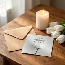 German Sympathy Card With Kraft Envelope, Minimalist Black & White Tulip Condolence Card, Elegant Grief & Bereavement Card - A - View 3