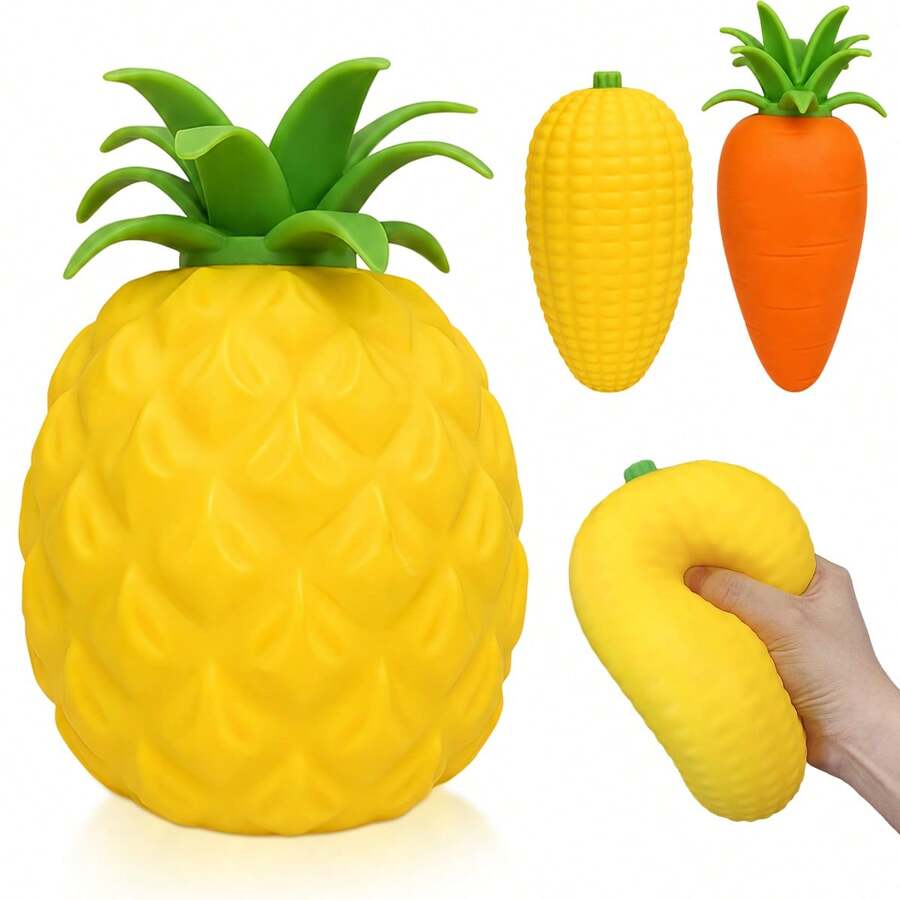 1pc Extra Large Realistic Pineapple Squeeze Ball, Soft Pressure Relief Toy, Slow Rebound Sensory Toy, Fun Squeezing Toy For Kids, Party Favor, Birthday Gift