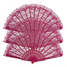 3Pcs D EXCEED Folding Hand Fan For Women Bulk Foldable Fan Chinese Decorative Handheld With Different Flower Patterns Fabric Clacking Fans For Line Dancing Wedding Church Party - Lace - View 16