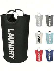 1 Peça Cesto de Roupa Dobrável Preto, Economiza Espaço, Grande Capacidade de Armazenamento, Estável e Durável, Leve e Portátil, Respirável e à Prova de Umidade, Adequado para Banheiro, Quarto, Lavanderia, Guarda-Roupa, Varanda, Viagem e Viagem de Negócios. Cesto de Roupa Suja Vertical de Grande Capacidade para Armazenamento. - Vários estilos e cores - Visão 3