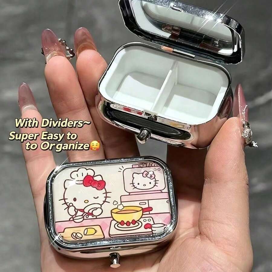 Mini Metal Pill Box With Mirror, Portable Medicine Organizer, Moisture-Proof Light-Proof Sealed Travel Storage Box - Multicolor - View 1