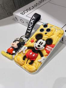 This Disney Mickey Mouse Lanyard Phone Case Is Fully Covered In TPU Material. It's Shockproof, Lightweight, And Compatible With IPhone17/16/11/13/15/15 Plus/15 Pro/15 Pro Max/12/14 Pro Max/11 Pro Max/12 Pro/12 Pro Max/13. This Phone Case Makes A Popular Birthday Gift Or Business Gift; It's Durable, Stain- And Fingerprint Resistant, And Suitable For Both Men And Women. The Set Also Includes A Mickey Mouse Phone Case And A Mickey Mouse Plush Bracelet. It's A Perfect Gift For Friends And Family. This Stylish Phone Case Is Fun, Lightweight, And Durable. IPhone17 Pro Max Phone Case, Minnie Mouse Phone Case. - trắng - Xem 5
