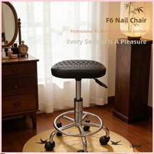 Ghế xoay có bánh xe điều chỉnh được, đệm da dày tiện dụng, thích hợp cho massage, thẩm mỹ viện, xăm hình, làm móng, nhà bếp, văn phòng, nhà ở, vẽ kỹ thuật, y tế, quầy bar, xoay 360°, chịu tải 400 lbs, bền, không tựa lưng, màu đen/trắng/hồng - màu đen - Xem 8
