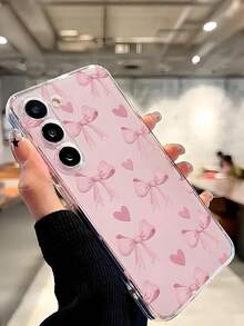 1 chiếc ốp lưng điện thoại mềm hình trái tim nơ hồng, tương thích với iPhone 17/17 Air/17 Pro/17 Pro Max, Honor, Galaxy A04e/12/A13/A14/A34/A50/A52/A53/A54/S21/S22/S23/S24/S25/S25Ultra, 6A/7A/8A, 12T/13T - Trong sáng - Xem 7