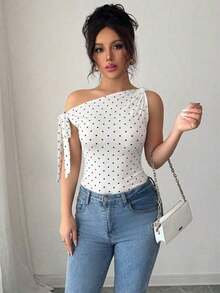 Camiseta de tirantes finos de unicolor elegante para mujer, para el verano - Blanco y Negro - Ver 5