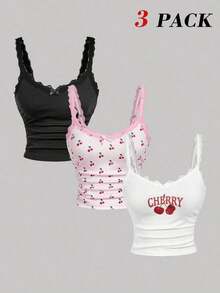 Camiseta de mujer con parche de encaje y decoración de lazo - Multicolor 8 - Ver 1