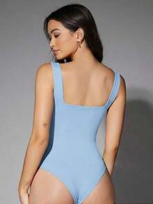 Body tank de cuello cuadrado unicolor - Celeste - Ver 2